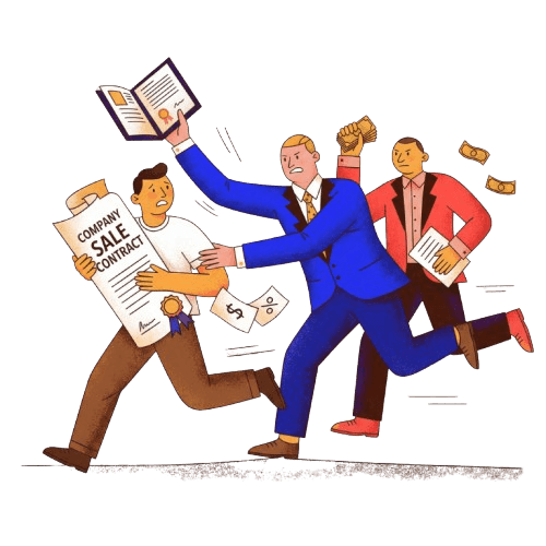 People chasing a founder with contracts